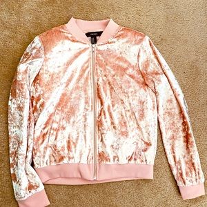 Forever 21 gold rose/pink velvet feel light thin jacket